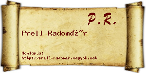 Prell Radomér névjegykártya